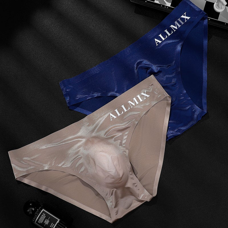 Men'S Summer Breathable Comfortable Letters Sports Transparent Bag Egg Ice Silk Low Waist Briefs Underwear - Image 4