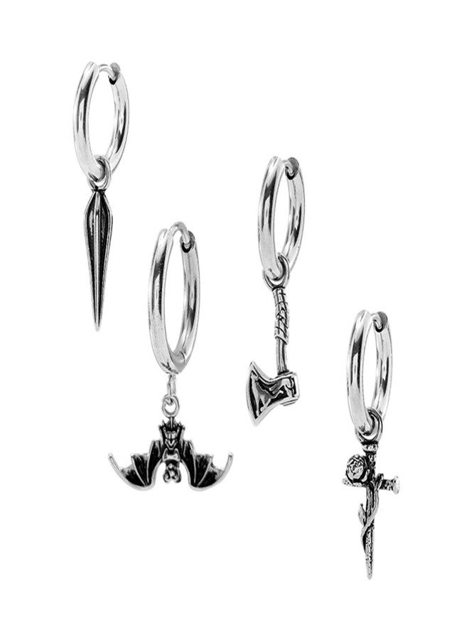 RLHRNDE Bat Hoop Earrings Set for Men Women Gothic Punk Vampire Stainless Steel Earrings Cute Animal Black Bat Dangling Hoop Earring Halloween Party Holiday Jewelry Gifts (Black) - Image 1