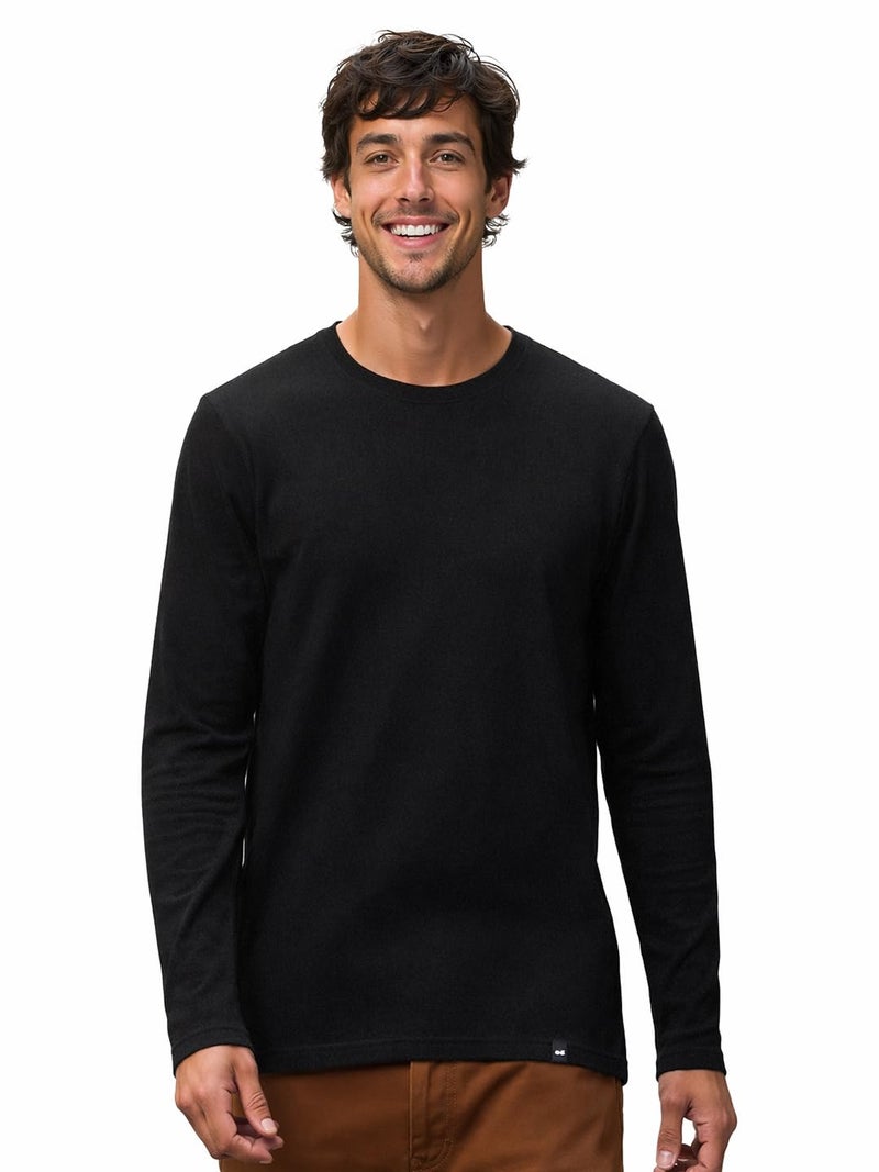 Bewakoof Men's Solid Regular Fit Full Sleeve Round Neck Cotton T-Shirt - Image 1