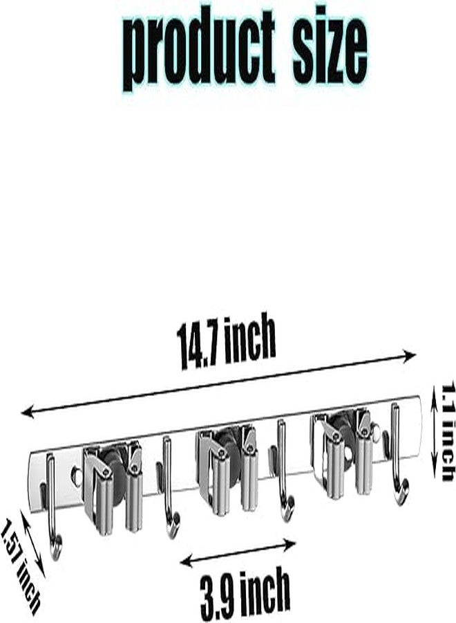 INDIANCODES Broom Mop Holder wall mounted Heavy Duty wall mount Storage Rack stick, Multi-Purpose Hanger Stand for Kitchen, Bathroom, Garden, Garage Stainless Steel 3 Shelfs and 4 Hooks - Image 3