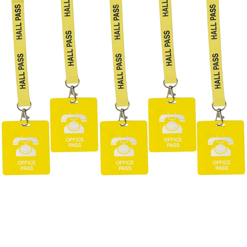 Bemaxy Hall Pass Lanyards with Card Passes, Unbreakable School Classroom Passes Set for Teacher Parents (Hall Bathroom Library Office & Nurse),5 Pcs (Office) - Image 1