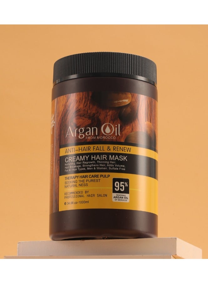 أرغان قناع الشعر الكريمي المضاد لتساقط الشعر وتجديد زيت الأرغان - 1000 مل - Image 1