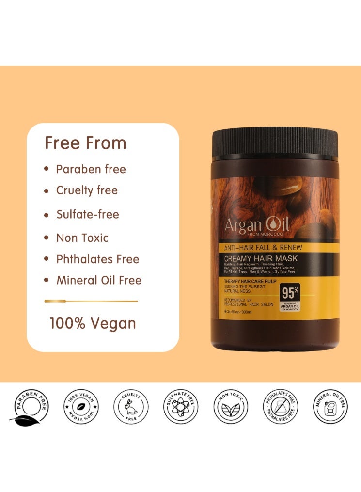أرغان قناع الشعر الكريمي المضاد لتساقط الشعر وتجديد زيت الأرغان - 1000 مل - Image 3