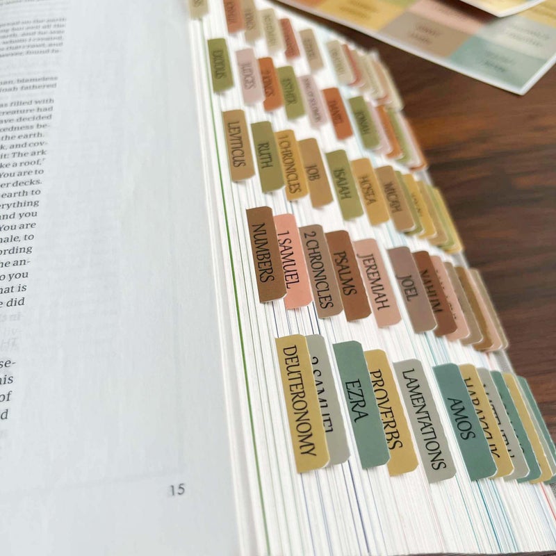 Thinkor Reposition Laminated Bible Tabs, Large Print Stickers, Easy to Read and Apply Bible Tabs for Women and Man (Boho Style) - Image 3