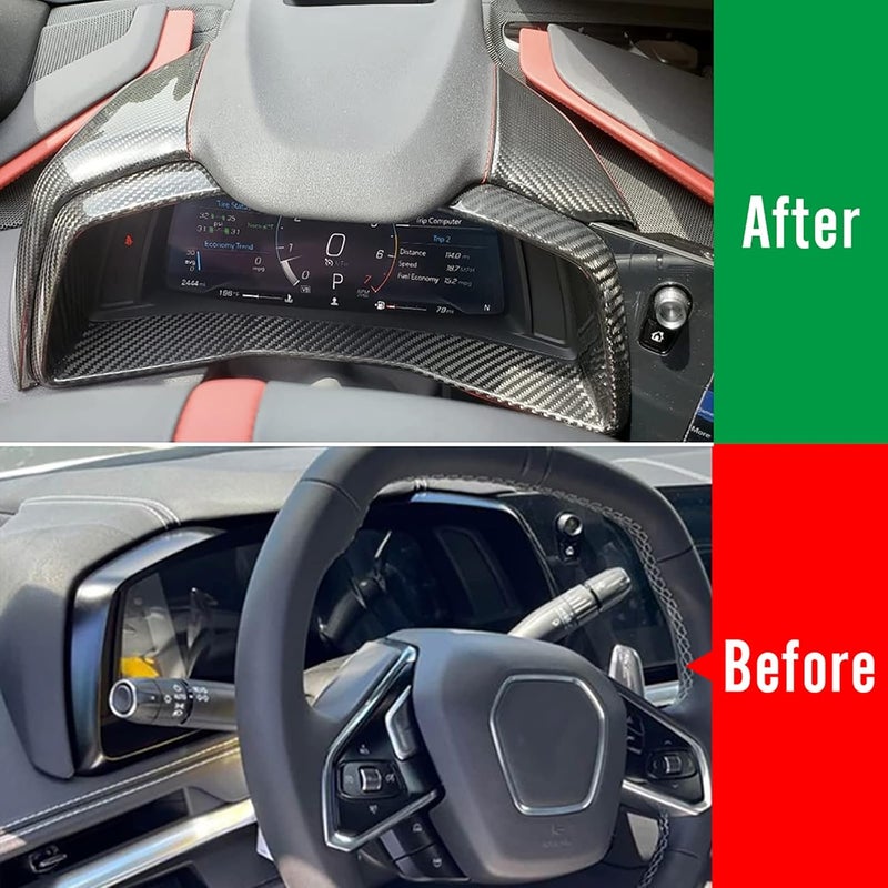 Yipmotiv Car Speedmeter Frame Cover for C8 Corvette 2020-2023, Genuine Carbon Fiber Interior Dash Trim - Image 4