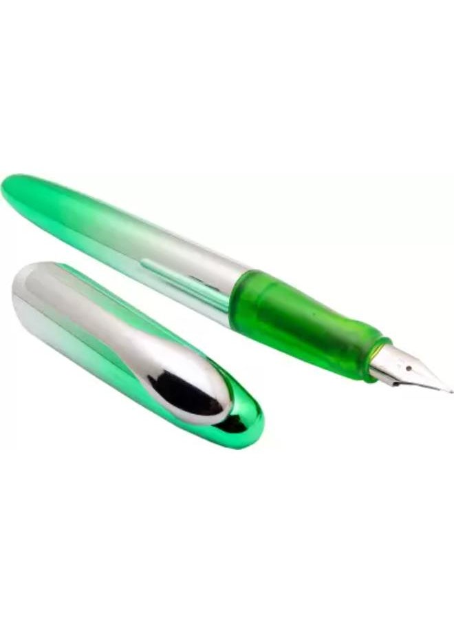 Generic Ledos Yiren-Dual Tone Silver & Green Fountain Pen (Converter & Cartridges system)  - Image 2