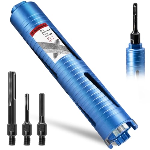 DaduoRi 2" Dry Core Drill Bit for Brick and Block with 3 Adapters Included: SDS Plus, SDS Max and 1/2" Hex Shank, 9.5" Drilling Depth Core Bits for Concrete, Brick, Masonry, 5/8"-11 Thread - Image 1