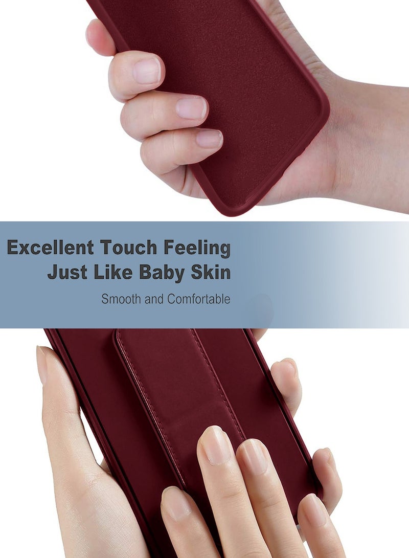 Wtech Samsung Galaxy S24 FE 5G 2024 Hand Grip Foldable Magnetic Kickstand Wrist Strap Finger Grip With Built-In Iron Case Cover Maroon - Image 4