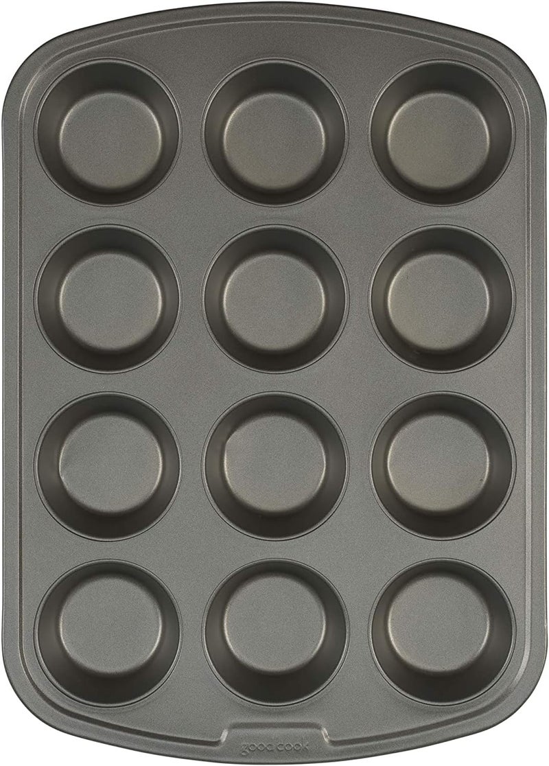 GoodCook Everyday Nonstick Steel Muffin Pan, 12 cup, Gray - Image 2