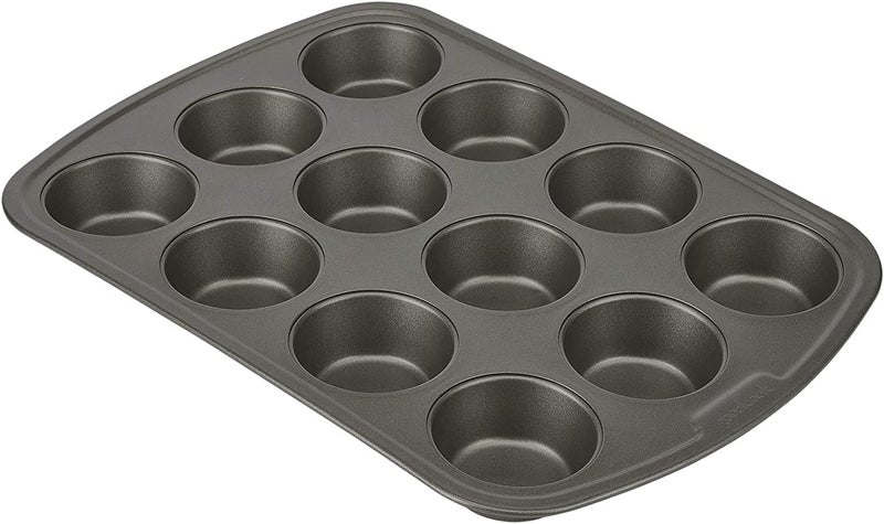 GoodCook Everyday Nonstick Steel Muffin Pan, 12 cup, Gray - Image 1