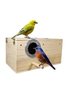MAJIBAO Birds House, Wooden, In-cage Fixing, Small birds, Rectangular Box Design, Breeding, Nesting, Parrots, Budgie, Parakeet, Canary, Access through the hole, Strong, Durable, Wooden, 18 cm height  - Image 1