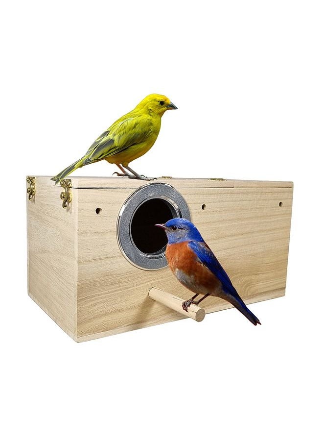 MAJIBAO - Birds House, Wooden, In-cage Fixing, Small birds, Rectangular Box Design, Breeding, Nesting, Parrots, Budgie, Parakeet, Canary, Access through the hole, Strong, Durable, Wooden, 18 cm height - Image 1