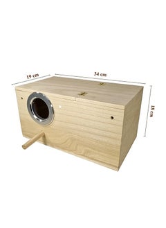 MAJIBAO Birds House, Wooden, In-cage Fixing, Small birds, Rectangular Box Design, Breeding, Nesting, Parrots, Budgie, Parakeet, Canary, Access through the hole, Strong, Durable, Wooden, 18 cm height  - Image 4