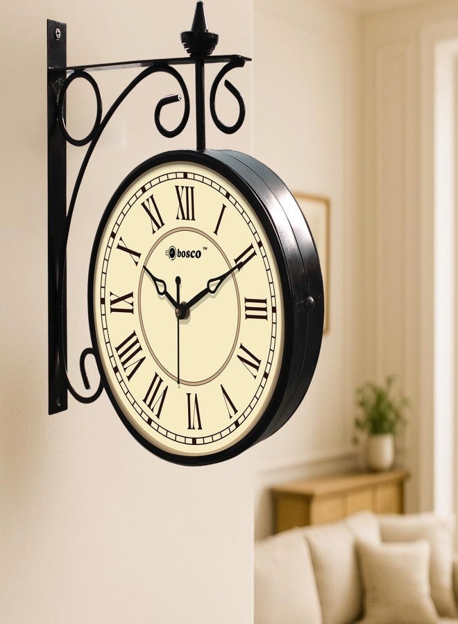 Bosco Decorative Non Ticking Silent, Creame dial with Black Frame 20 CM, Station Wall Clock for Home, Living Room, Bedroom and Office | BWC-1817 - Image 1
