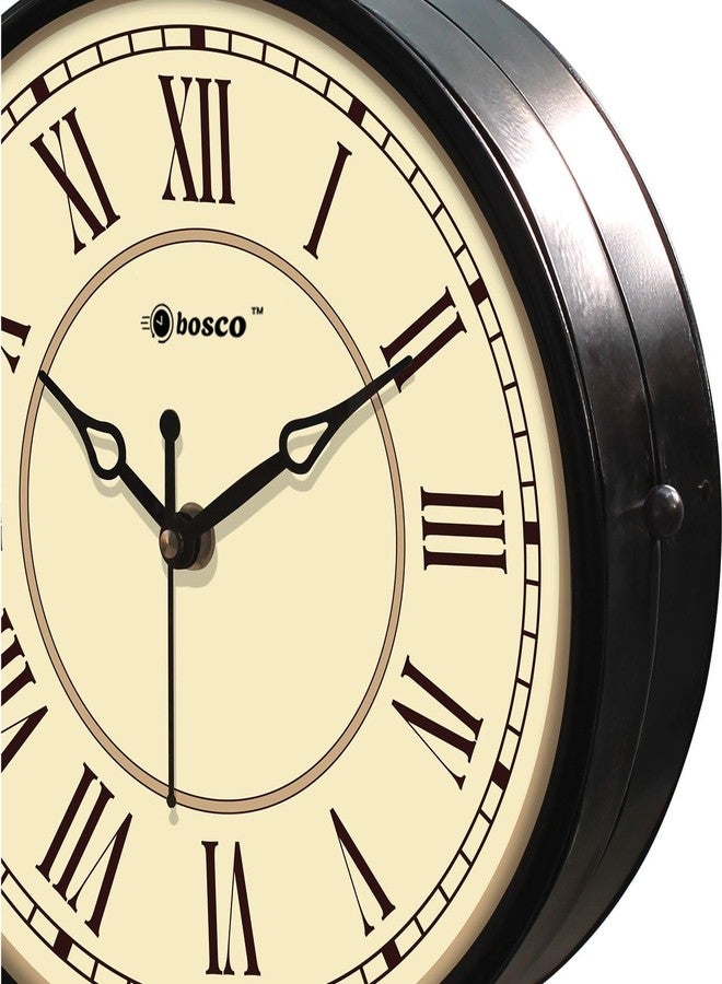 Bosco Decorative Non Ticking Silent, Creame dial with Black Frame 20 CM, Station Wall Clock for Home, Living Room, Bedroom and Office | BWC-1817 - Image 2