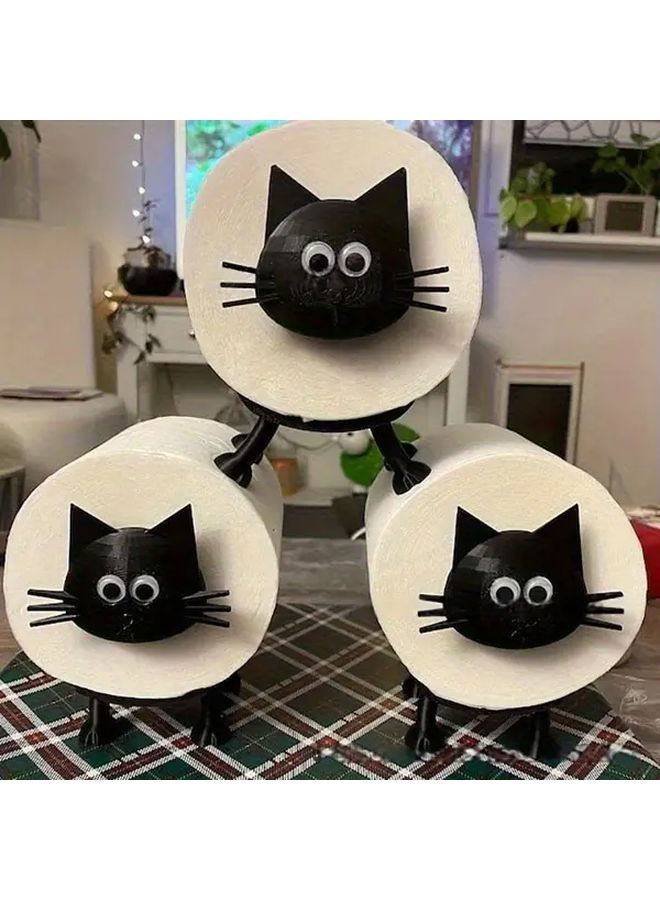 Black Cat Toilet Paper Holder Bathroom Decorative Art Piece Home Decor Four Seasons - Image 1