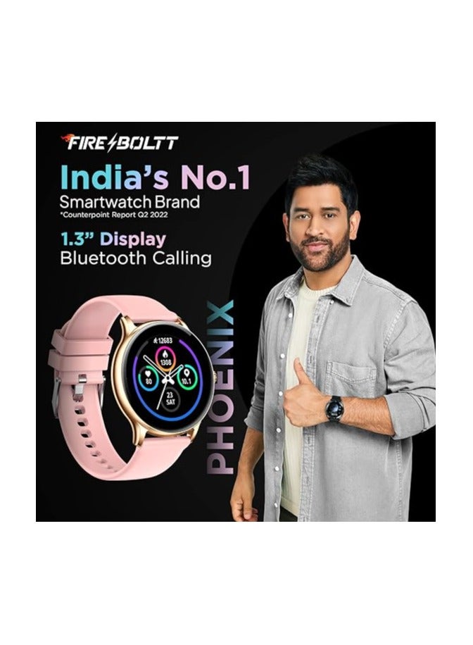 Fire-Boltt Phoenix Smart Watch with Bluetooth Calling 1.3,120+ Sports Modes, 240 * 240 PX High Res with SpO2, Heart Rate Monitoring & IP67 Rating (Gold Pink)