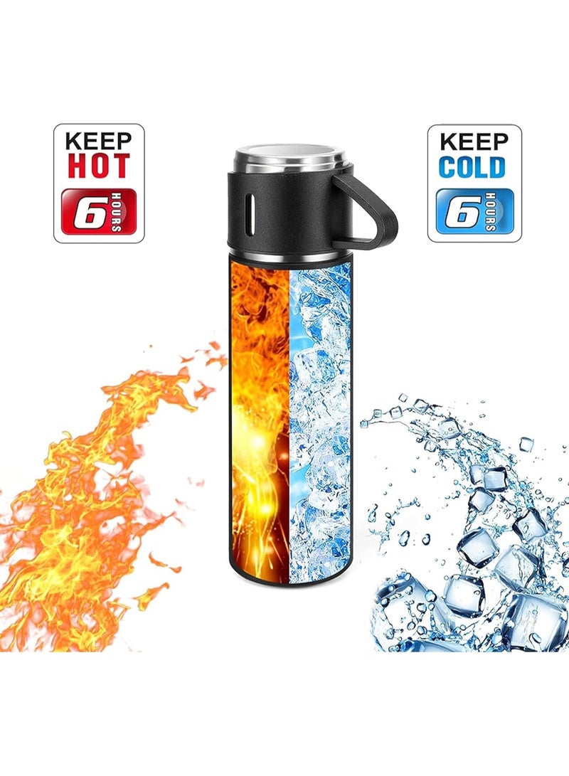 Sprinters -500Ml Stainless Steel Vacuum Thermos Flask With Silicone Handle And Insulated Water Bottle With 2 Stainless Steel Cups Set For Hot And Cold Outdoor Travel | Gift Box (1 Pack, Black) - Image 4