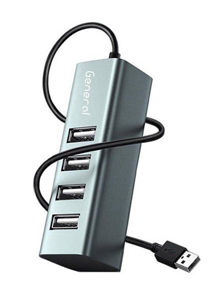 عام موزع وصلات من جينرال ، 4 منافذ USB 2.0 ، موصل TYPE-C ، أسود ، CL-122T - Image 1