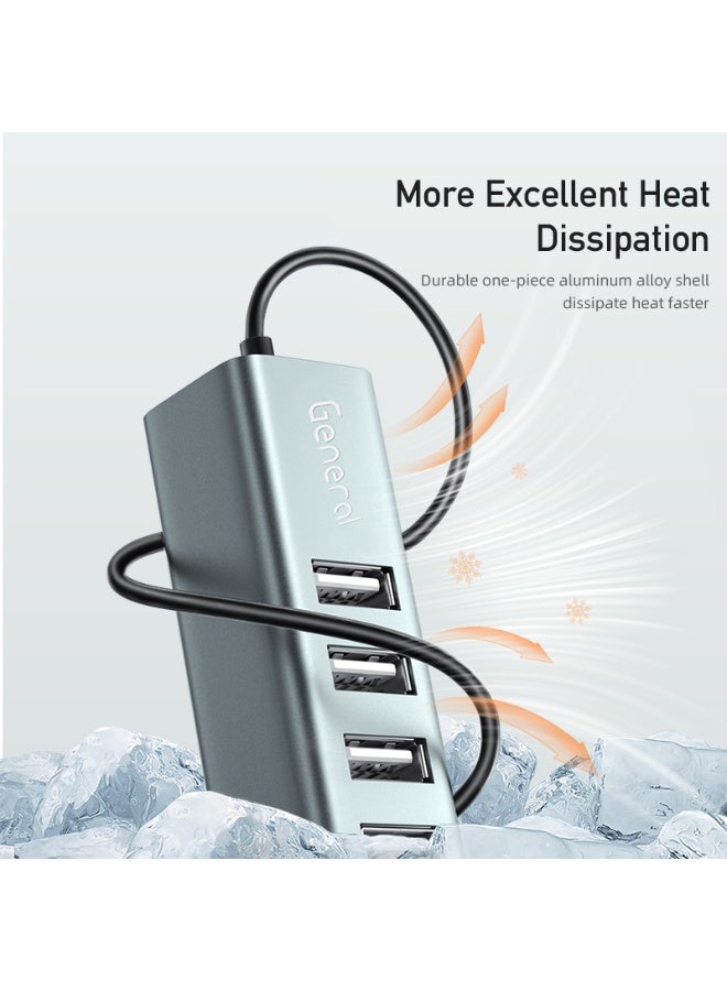 عام موزع وصلات من جينرال ، 4 منافذ USB 2.0 ، موصل TYPE-C ، أسود ، CL-122T - Image 4