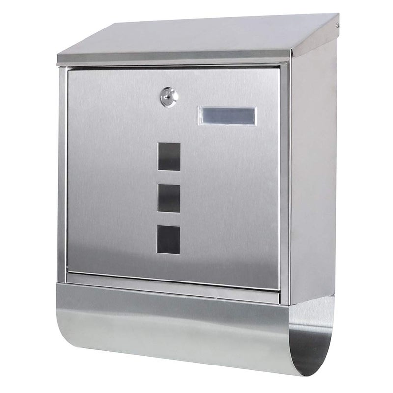Decaller Stainless Steel Mailboxes with Sturdy Key Lock Wall Mounted Waterproof Mail Box with Transparent Cover 154 x 12x 48