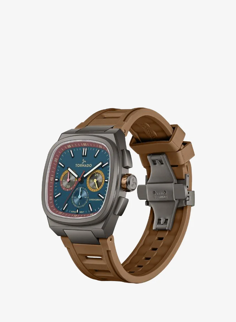 تورنيدو Men's Rubber Strap Chronograph Watch T26102-DRDN - 42 mm