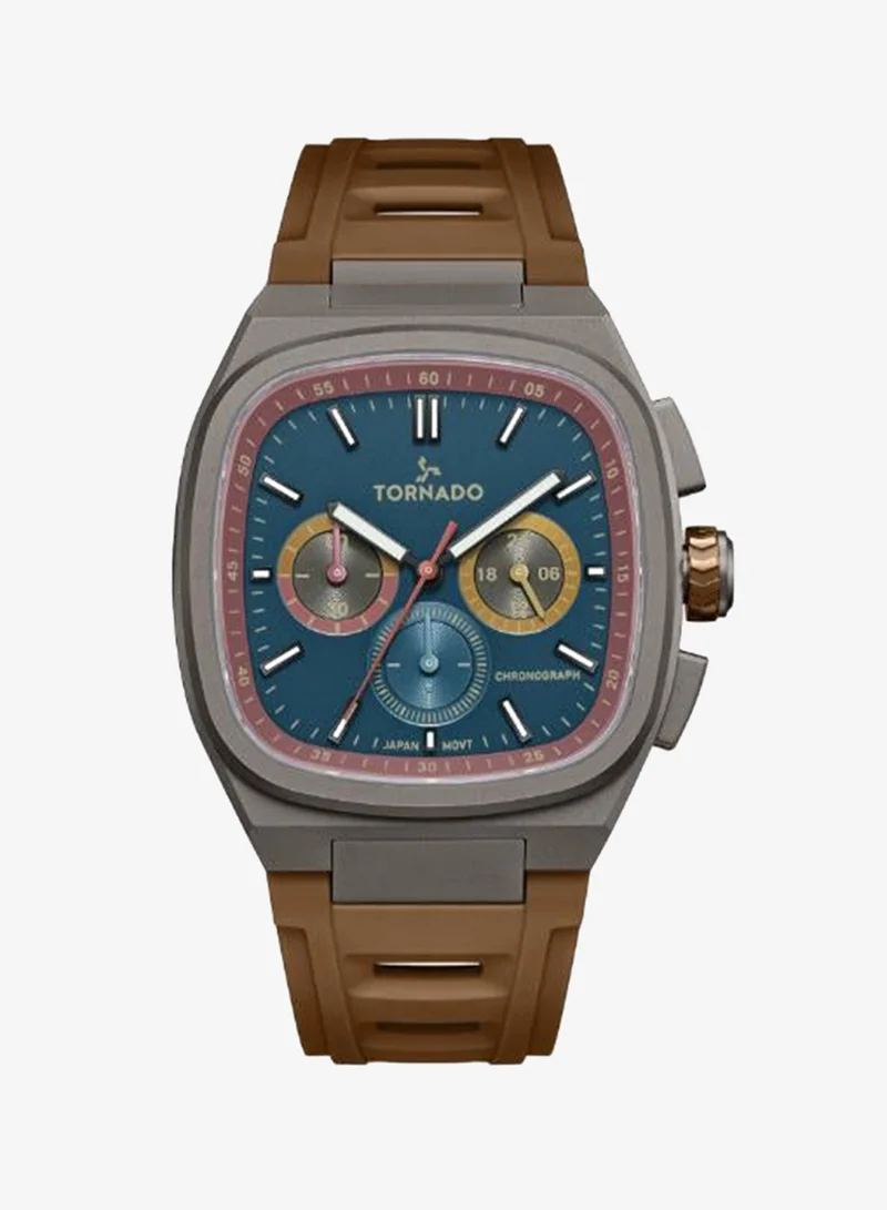تورنيدو Men's Rubber Strap Chronograph Watch T26102-DRDN - 42 mm