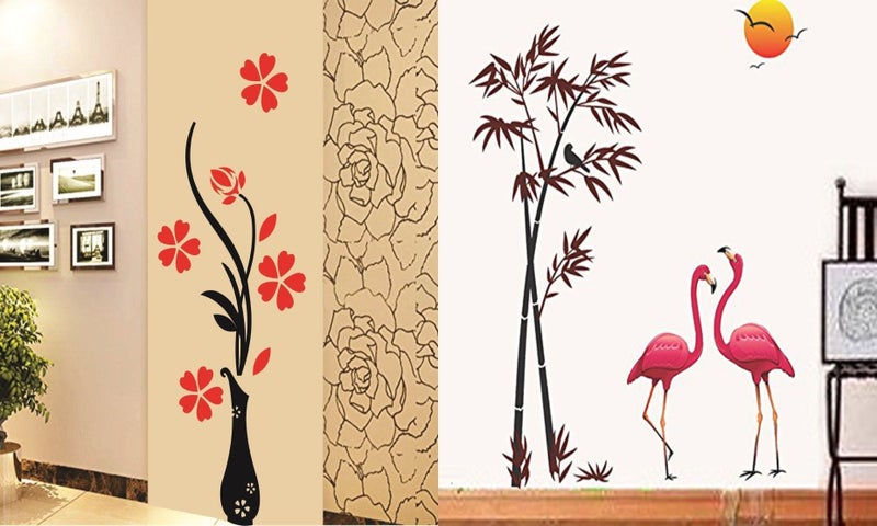 Eja Art مزهرية زهور حمراء وسوان الغروب - Image 1