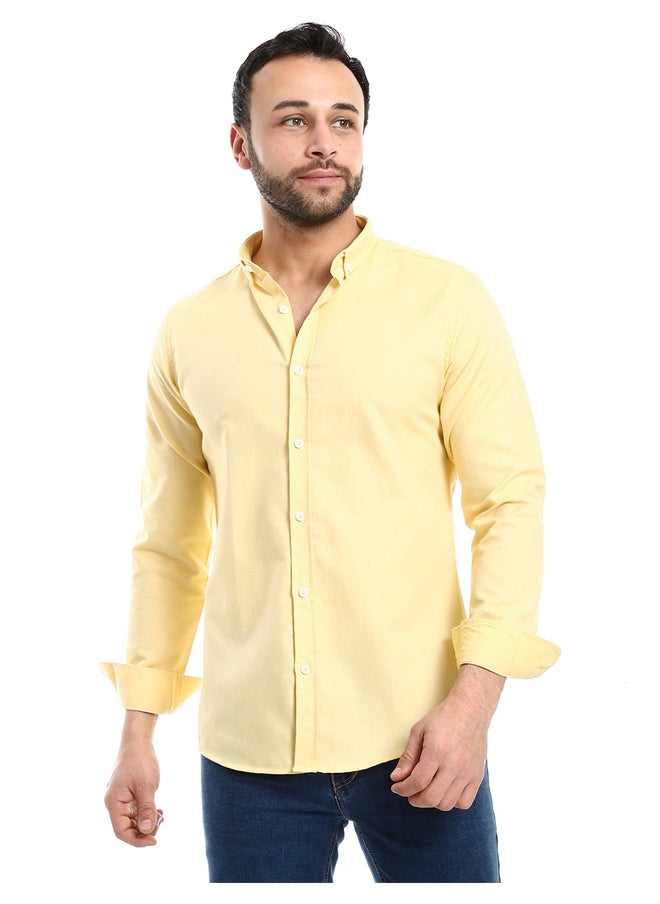 Andora - Plain Yellow Full Front Buttons Closure Men Shirt_Yellow - Image 1