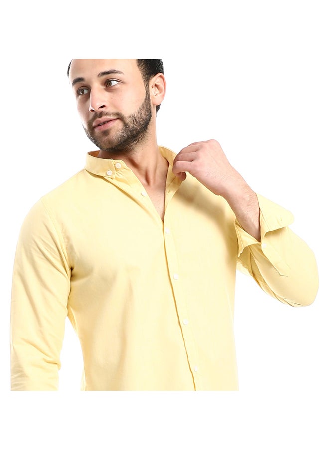 Andora - Plain Yellow Full Front Buttons Closure Men Shirt_Yellow - Image 1