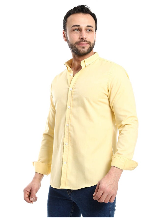 Andora - Plain Yellow Full Front Buttons Closure Men Shirt_Yellow - Image 1