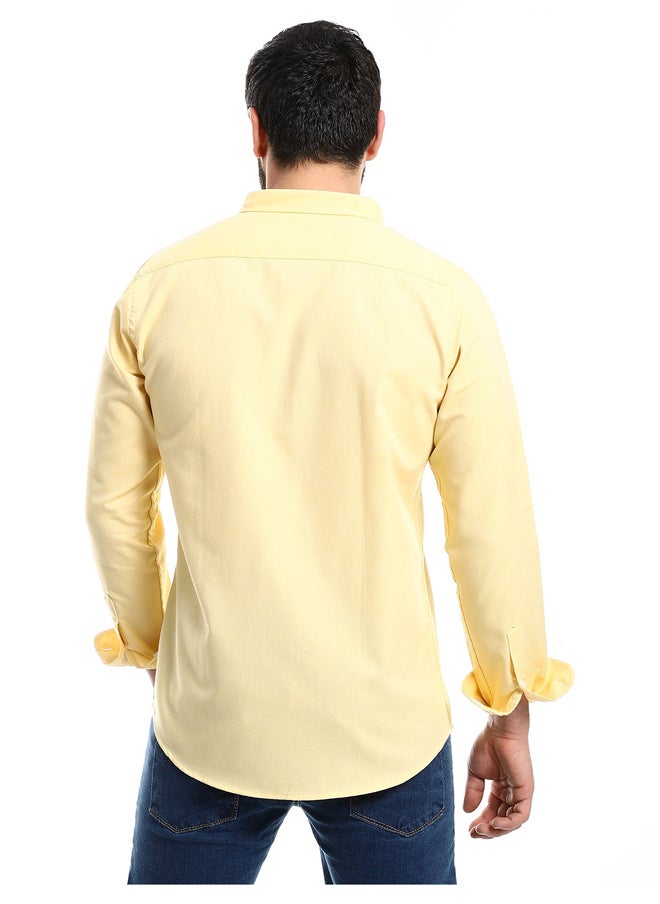 Andora - Plain Yellow Full Front Buttons Closure Men Shirt_Yellow - Image 1