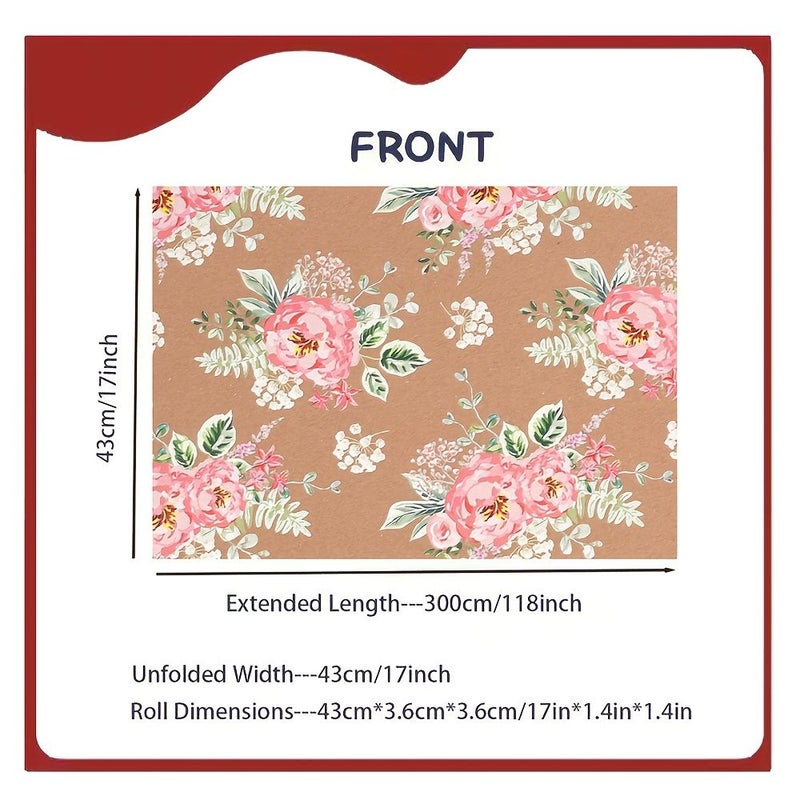 1 Roll Vintage Floral Wrapping Paper Multicolored Soft Pink Roses Pattern 43cm X 300cm 17in X 118in for Weddings Spring Decor Everyday Gifting DIY Crafts - Image 3