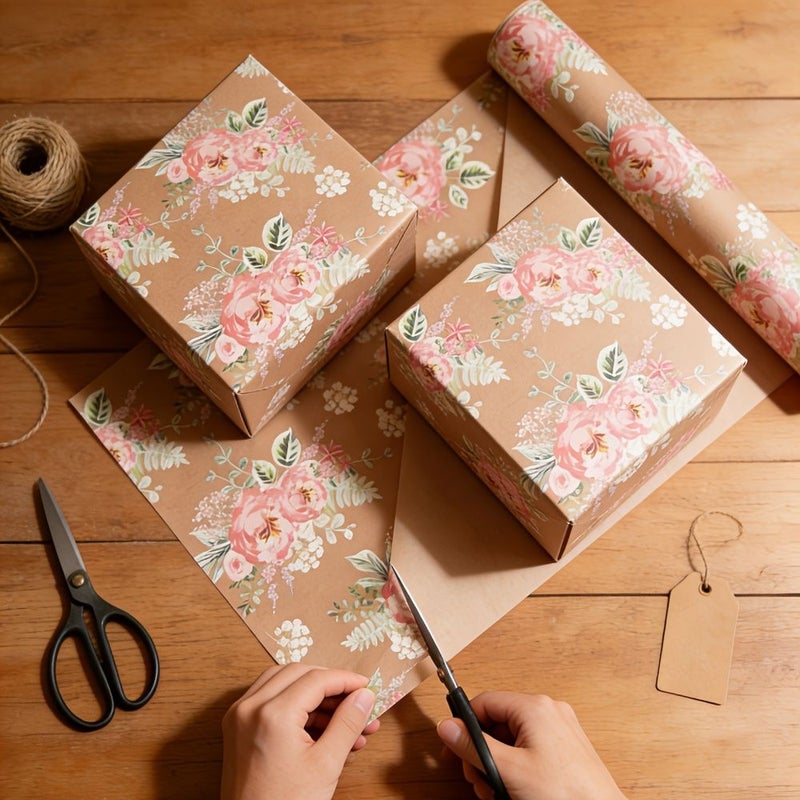 1 Roll Vintage Floral Wrapping Paper Multicolored Soft Pink Roses Pattern 43cm X 300cm 17in X 118in for Weddings Spring Decor Everyday Gifting DIY Crafts - Image 2