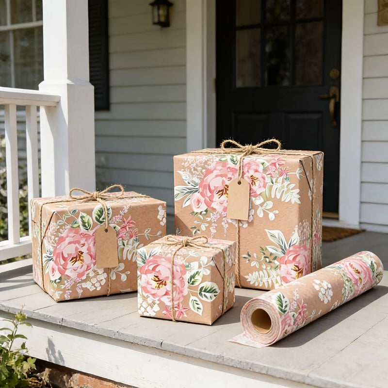 1 Roll Vintage Floral Wrapping Paper Multicolored Soft Pink Roses Pattern 43cm X 300cm 17in X 118in for Weddings Spring Decor Everyday Gifting DIY Crafts - Image 5