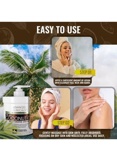 Advanced Clinicals كريم زيت جوز الهند لترطيب الوجه والجسم، بلسم مرطب مكثف للعناية بالبشرة للجسم والوجه والبقع العمرية والبشرة الجافة والبشرة المتضررة من الشمس، كبير 16 أونصة (عبوة من قطعتين)  - Image 5