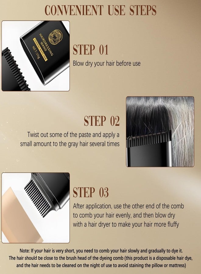 Siara Instant Hair Color Stick With Built-In Comb, 2025 New Hair Dye Stick For Gray Hair, Touch Up Comb 2 In 1, Waterproof And Sweat-Proof (Brown) - Image 4