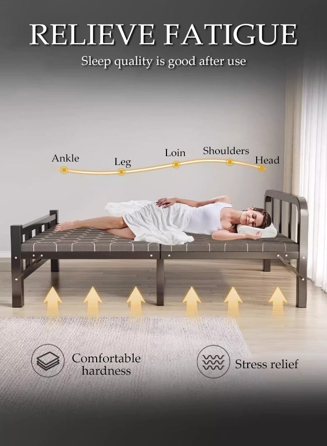 Spides سرير قابل للطي سرير مفرد هيكل معدني ثقيل السعة سرير طي مريح للنوم سرير ضيف موفر للمساحة للنوم والراحة متين وسهل التخزين سرير قابل للطي للمنزل سرير مفرد للضيوف لغرفة نوم احتياطية، شقة، مساحات صغيرة - Image 5