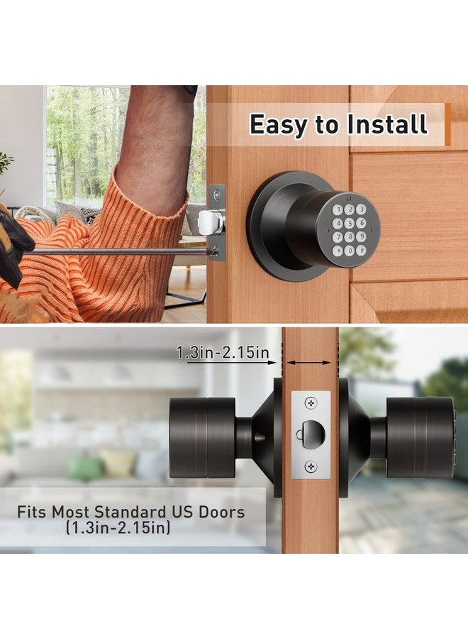 Signstek Keyless Entry Door Lock,Door Knob with Keypad，Smart Code Door Lock,Mute Mode,Passage Function, Easy to Install,Oil Rubbed Bronze - Image 3