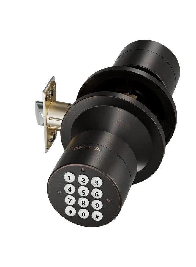 Signstek Keyless Entry Door Lock,Door Knob with Keypad，Smart Code Door Lock,Mute Mode,Passage Function, Easy to Install,Oil Rubbed Bronze - Image 1