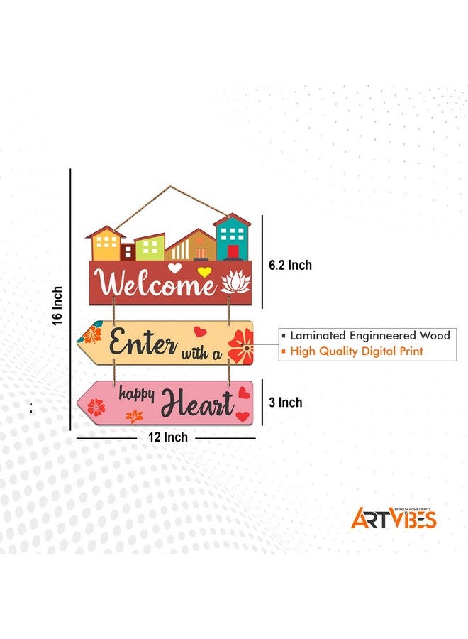 آرتفيب لوحة فنية جدارية مزخرفة من خشب MDF من Artvibes بعبارة Welcome Home لغرفة المعيشة | غرفة النوم | ديكور المنزل | هدايا | عناصر ديكور خشبية | معلقات فنية (WH_5805N)، مجموعة من 3 قطع - Image 5