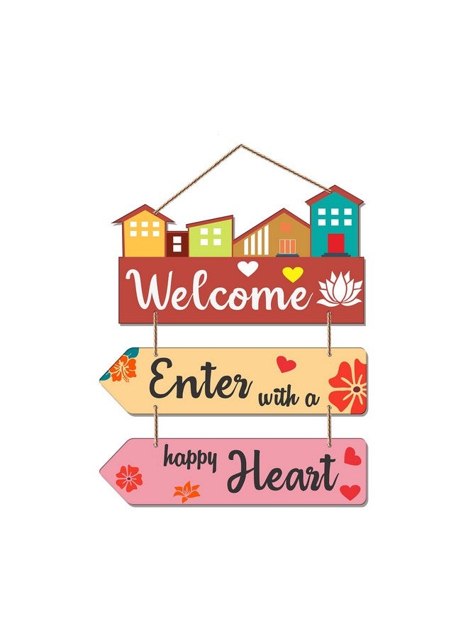 آرتفيب لوحة فنية جدارية مزخرفة من خشب MDF من Artvibes بعبارة Welcome Home لغرفة المعيشة | غرفة النوم | ديكور المنزل | هدايا | عناصر ديكور خشبية | معلقات فنية (WH_5805N)، مجموعة من 3 قطع - Image 1