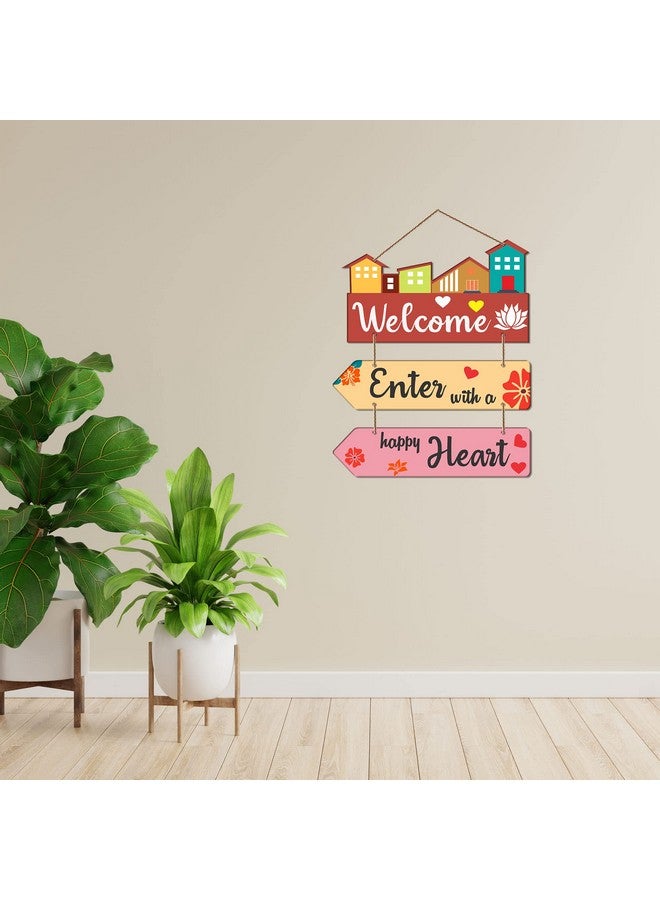 آرتفيب لوحة فنية جدارية مزخرفة من خشب MDF من Artvibes بعبارة Welcome Home لغرفة المعيشة | غرفة النوم | ديكور المنزل | هدايا | عناصر ديكور خشبية | معلقات فنية (WH_5805N)، مجموعة من 3 قطع - Image 2