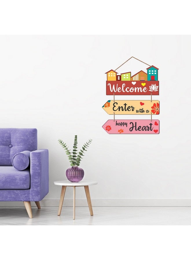 آرتفيب لوحة فنية جدارية مزخرفة من خشب MDF من Artvibes بعبارة Welcome Home لغرفة المعيشة | غرفة النوم | ديكور المنزل | هدايا | عناصر ديكور خشبية | معلقات فنية (WH_5805N)، مجموعة من 3 قطع - Image 3