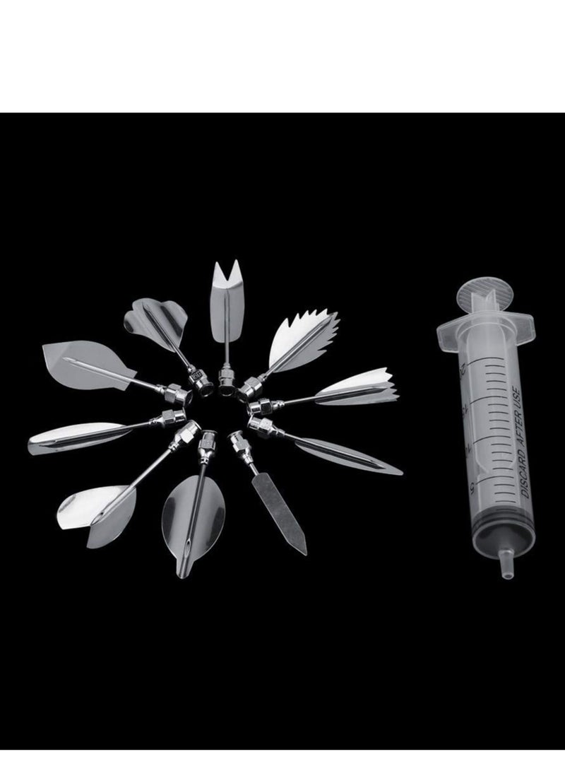 KASTWAVE Jelly Art Tool Set, 3D Gelatin Jelly Cake Decorating Tool, 11 Piece Stainless Steel Gelatin Art Tool with Syringe Nozzle, Floral Cake Decorating Tool DIY Pinpoint Pastry Tool for Cake Pudding Making - Image 4