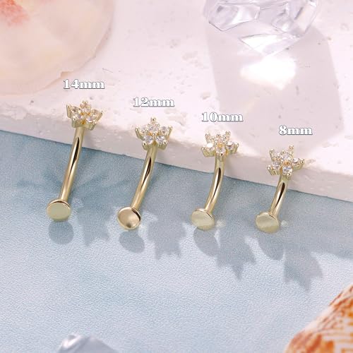 REVOLIA 5Pcs 14G Surgical Steel Floating Belly Button Rings for Women Flat Back Petite Belly Ring Opal Flower CZ Small Navel Rings Internally Threaded Belly Piercing Jewelry 8/10/12/14mm Gold 12mm - Image 4