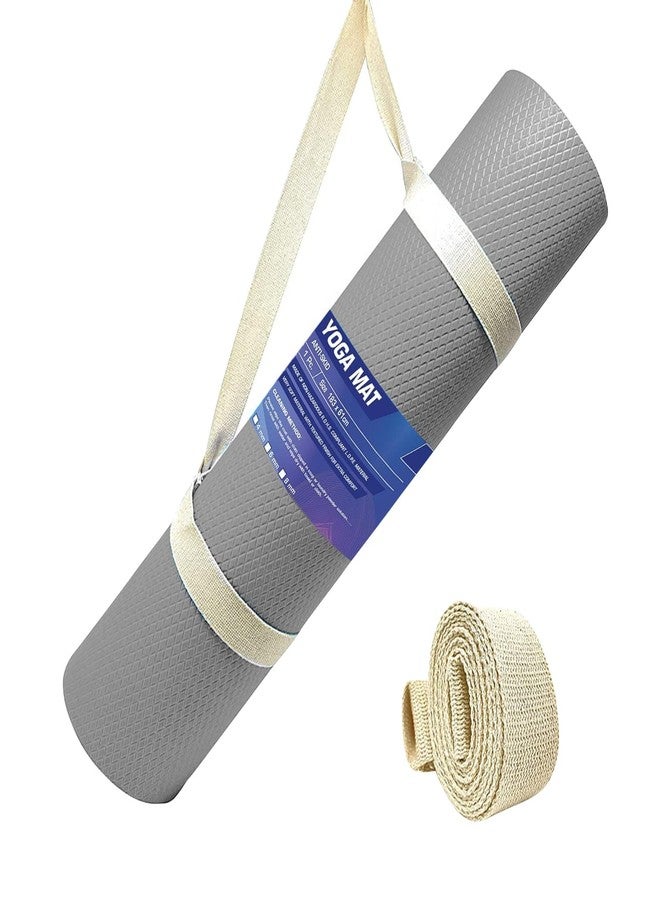 STRAUSS EVA Yoga Mat with Carry Strap | Non-Slip Exercise Mat for Home & Gym | Eco-Friendly, Lightweight & Durable Workout Mat | Ideal for Yoga, Pilates, Fitness | Suitable for Men & Women, 4mm (Grey) - Image 1