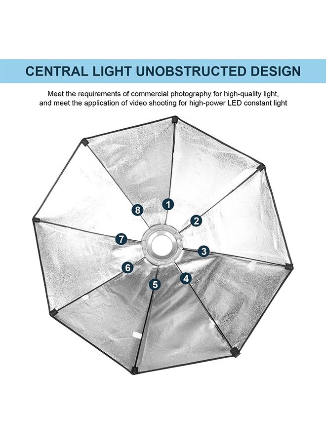 PADOM صندوق ضوء مثمن الأضلاع من بادوم مقاس 32 بوصة/80 سم، فلاش سبيدلايت ثماني الأضلاع، فلاش استوديو، صندوق ضوء مثمن الأضلاع مع حقيبة حمل للتصوير الفوتوغرافي للصور الشخصية أو المنتجات - Image 4