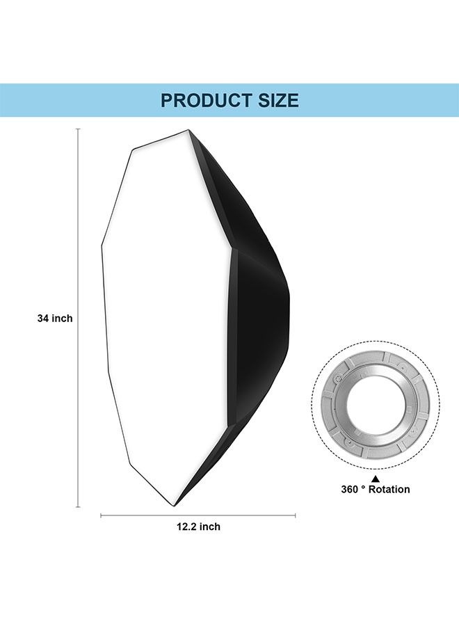 PADOM صندوق ضوء مثمن الأضلاع من بادوم مقاس 32 بوصة/80 سم، فلاش سبيدلايت ثماني الأضلاع، فلاش استوديو، صندوق ضوء مثمن الأضلاع مع حقيبة حمل للتصوير الفوتوغرافي للصور الشخصية أو المنتجات - Image 5