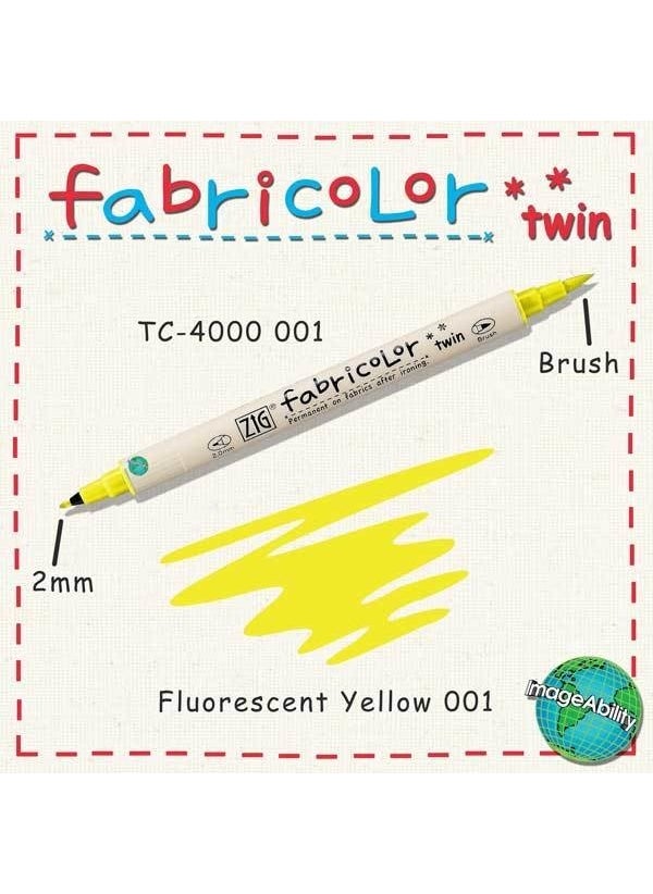 Zig Fabricolor Double Tip Fabric Pen 001 Fluorescent Yellow 